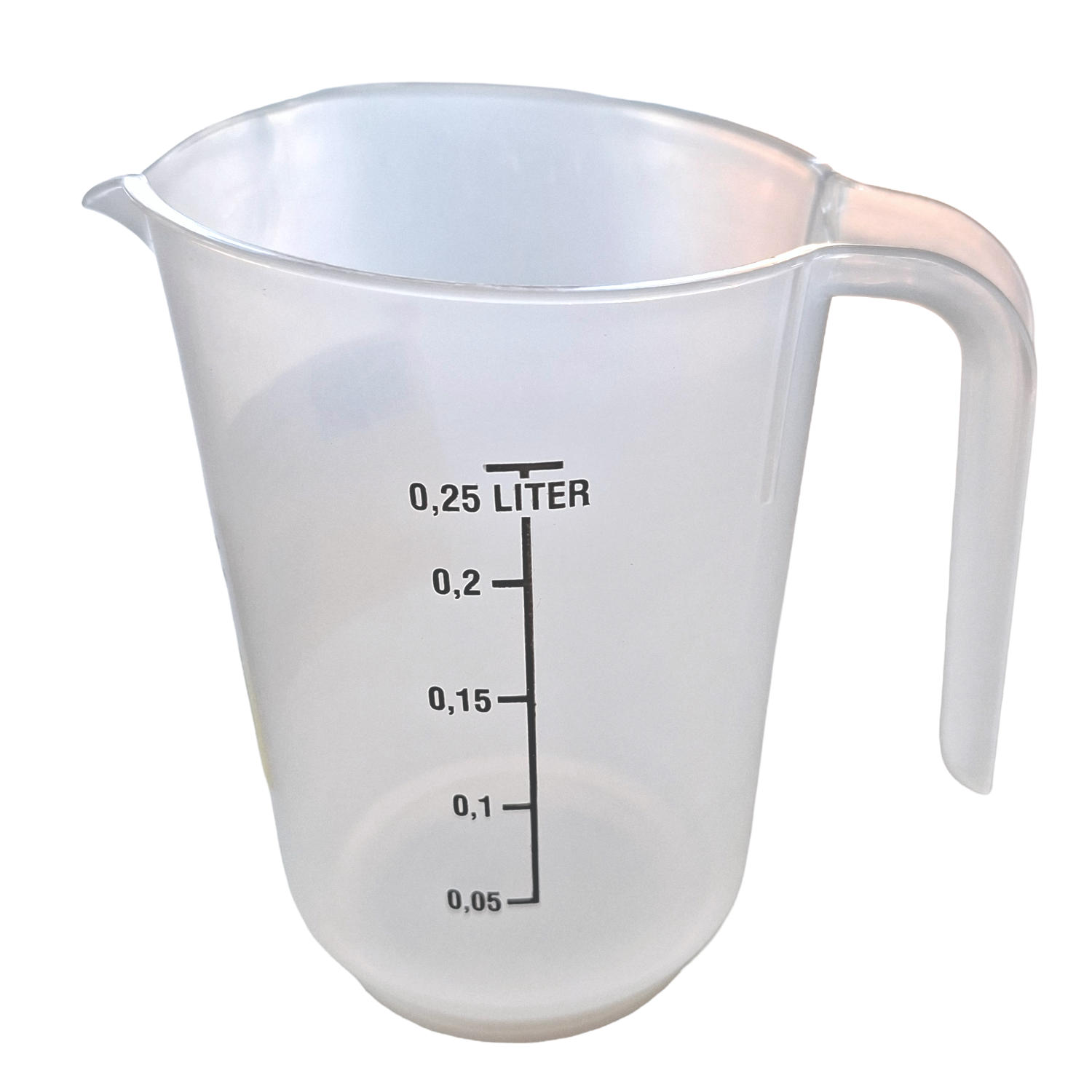 Dosierbecher 1/4 Ltr. mit Scala aus transparentem Polypropylen