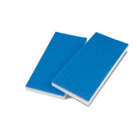Melamin-Pad  250 x 115 x 24 mm weiss-blau auf Rand,- Handreinigungsgerät