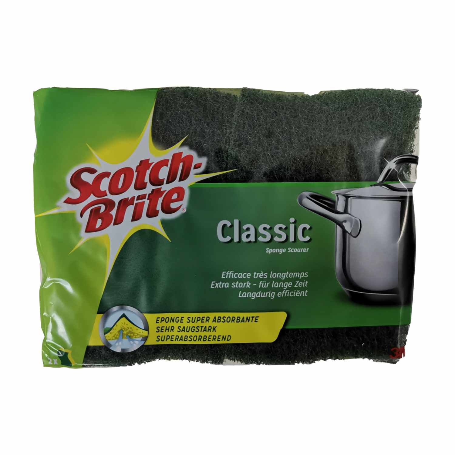 3M Scotch-Brite Schwamm "Classic" gelb/grün - kratzend (Duo-Pack)