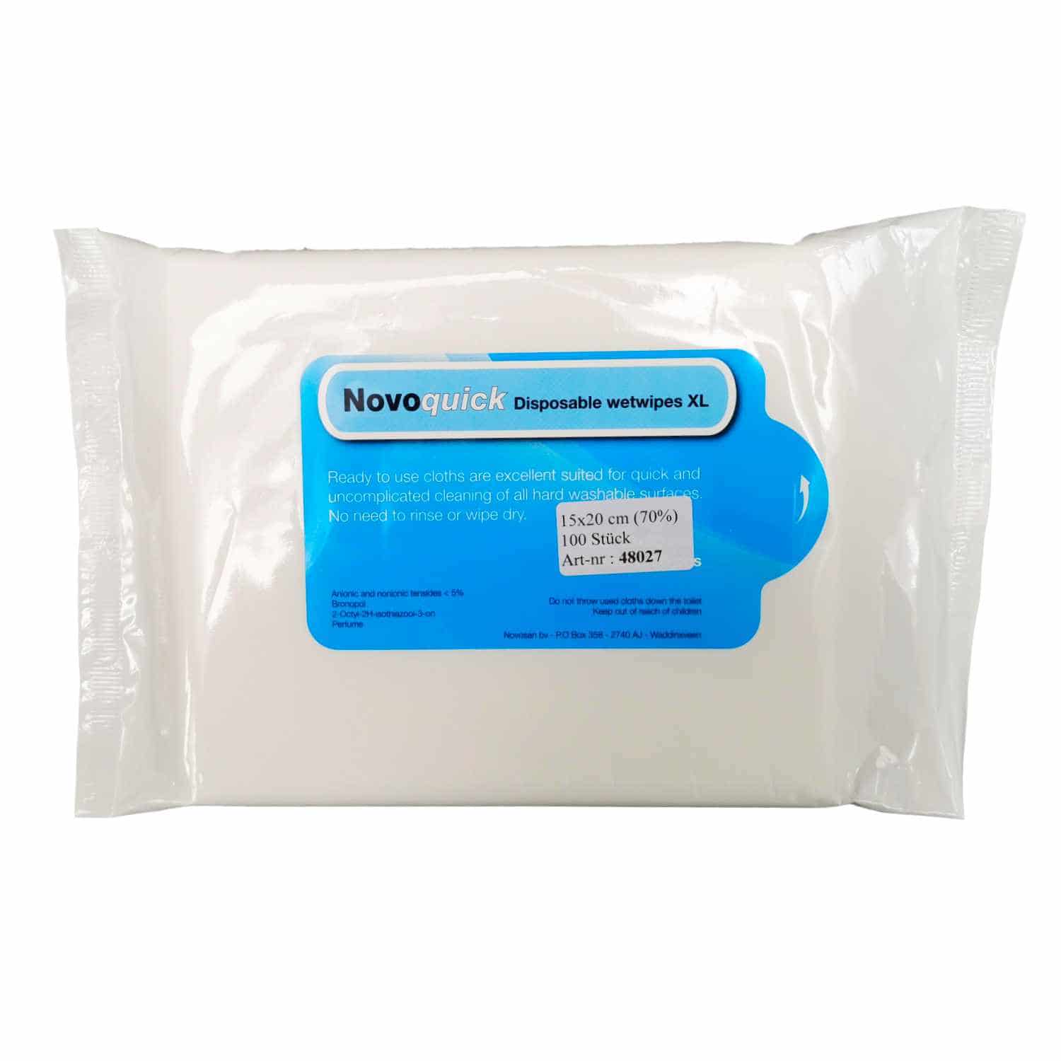 Novolin Einweg-Feuchttücher  15 x 20 cm entfernt Viren und Bakterien - Pack à 100 Tücher